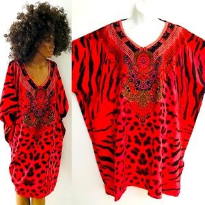 NWT ANIMAL Leopard Print CAFTAN Resort Dress O/S
